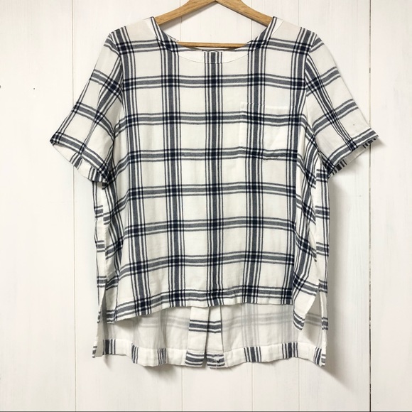 Madewell Tops - Madewell Plaid Short Sleeve Top Blue and White